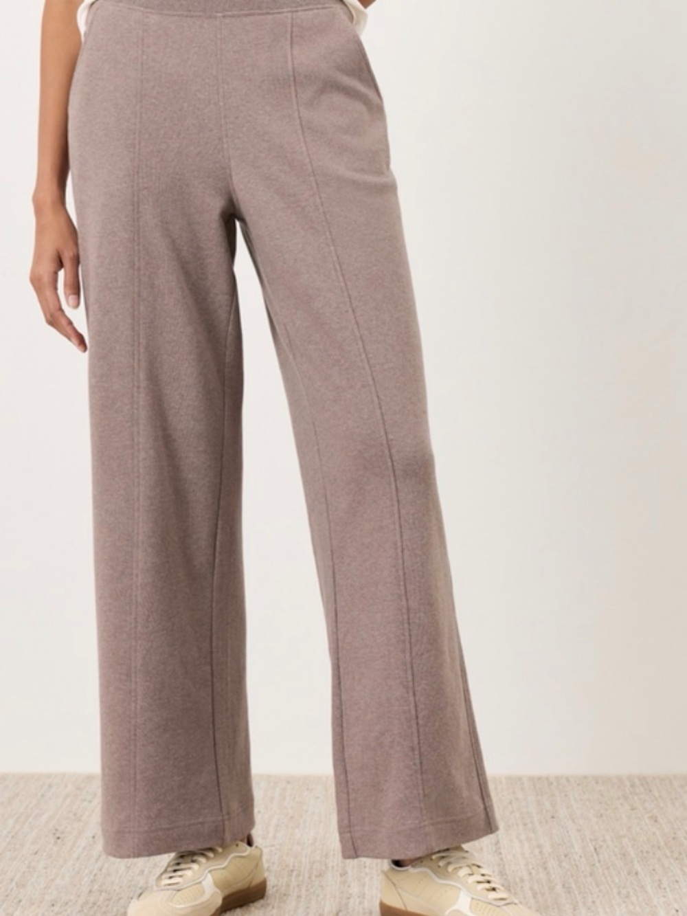 Wide Leg Knit Pants in Taupe